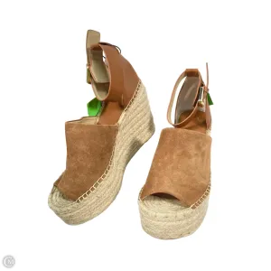 Sandals Heels Wedge By Marc Fisher In Brown & Cream, Size: 9 marc-fisher