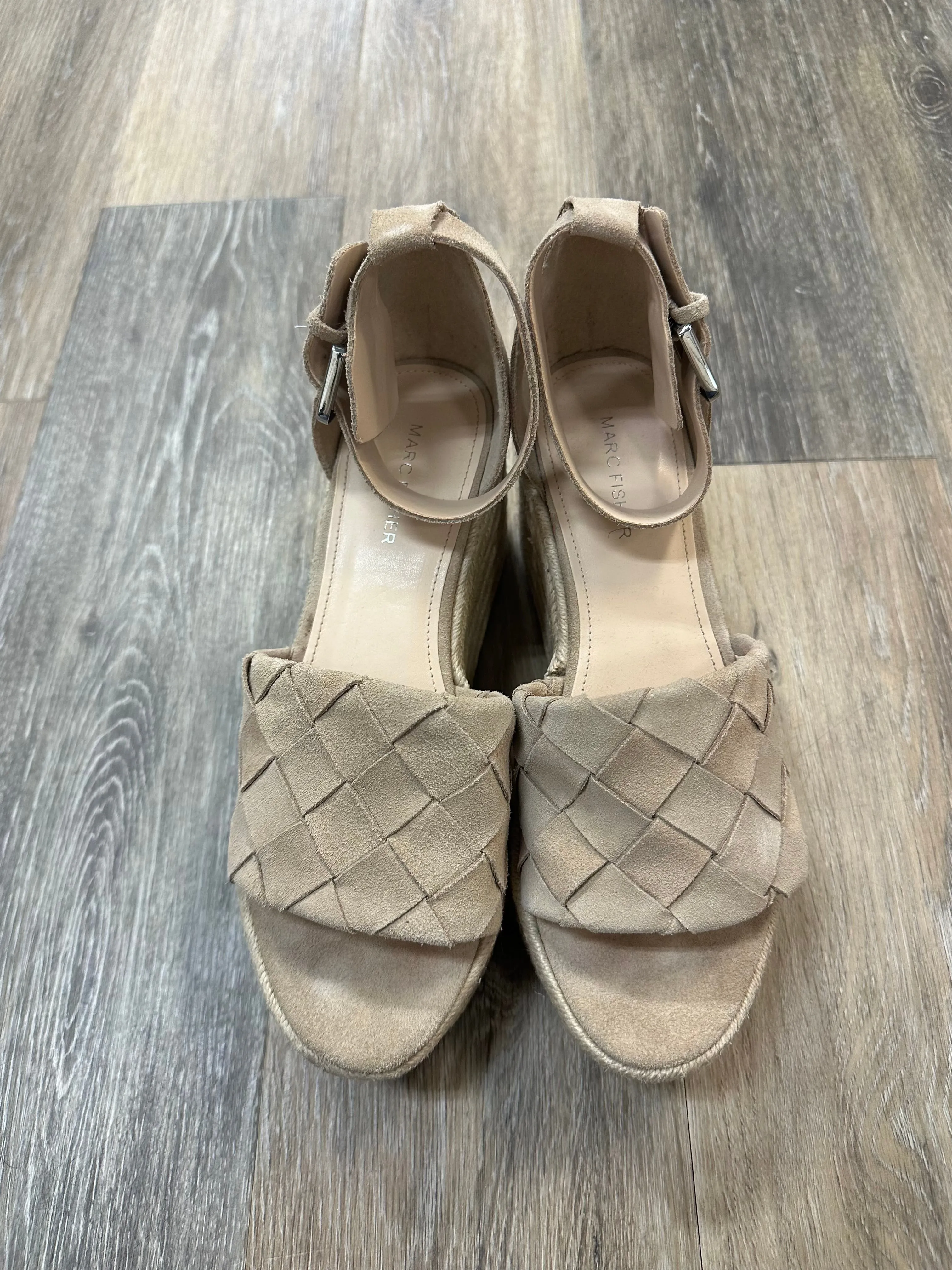 Sandals Heels Wedge By Marc Fisher In Cream, Size: 9.5 marc-fisher