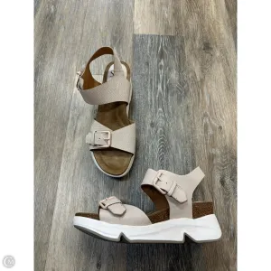 Sandals Heels Wedge By Sofft In Tan & White, Size: 9.5