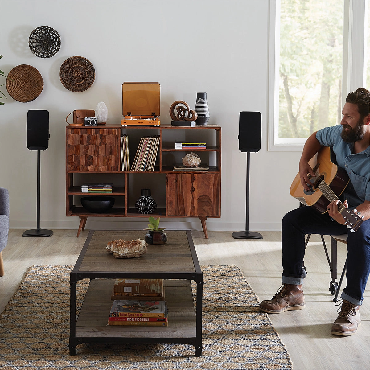 Sanus Fixed-Height Wireless Speaker Stands Designed for Sonos Five and Play: 5 Speakers - Each (Black)