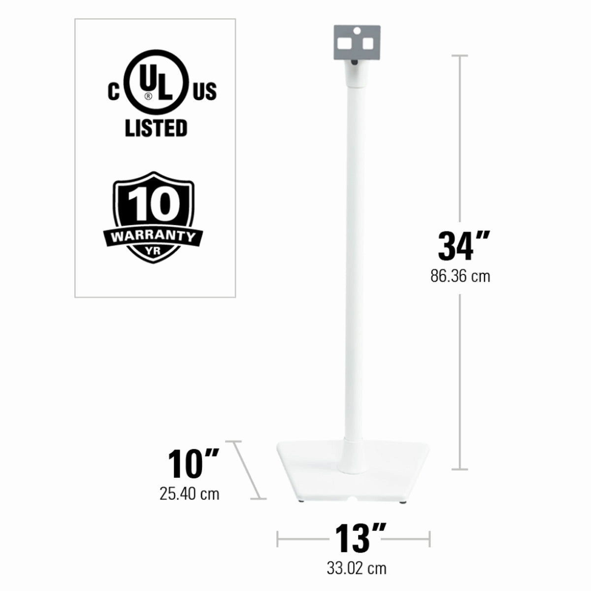 Sanus Fixed-Height Wireless Speaker Stands for Sonos ONE, PLAY:1, and PLAY:3 - Pair (White)