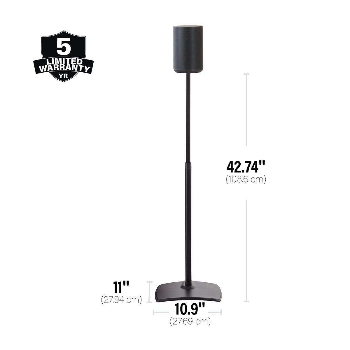 Sanus Height-Adjustable Speaker Stand for Sonos Era 100 - Each (Black)