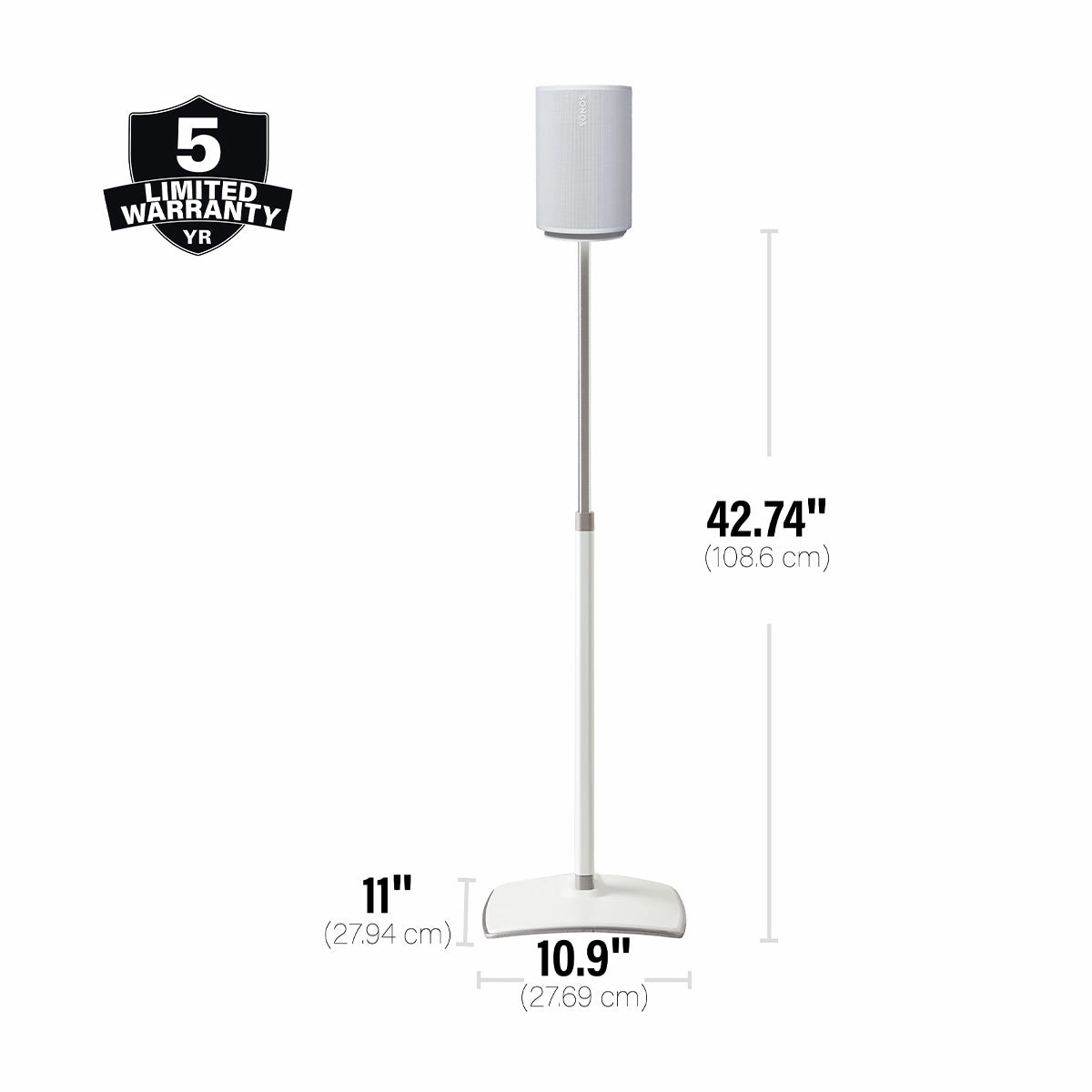 Sanus Height-Adjustable Speaker Stand for Sonos Era 100 - Each (White)