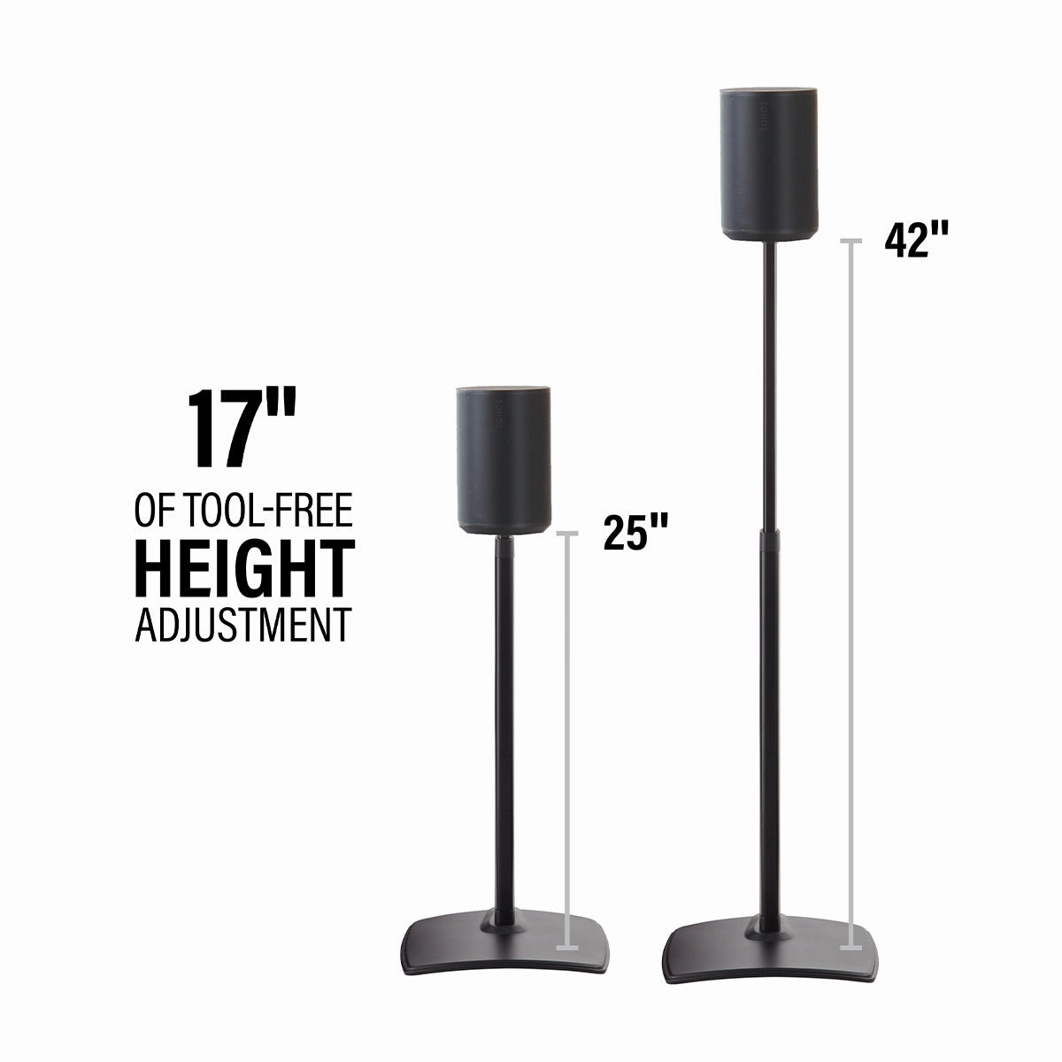 Sanus Height-Adjustable Speaker Stands for Sonos Era 100 - Pair (Black)