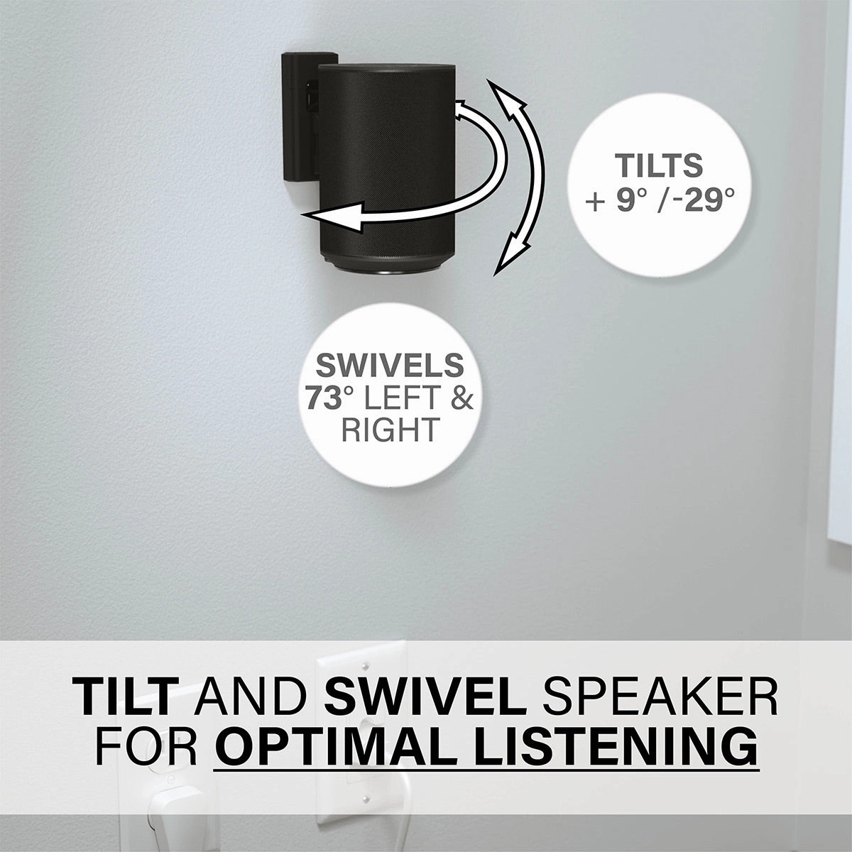 Sanus Universal Tilt & Swivel Speaker Wall Mount and Power Kit - Each