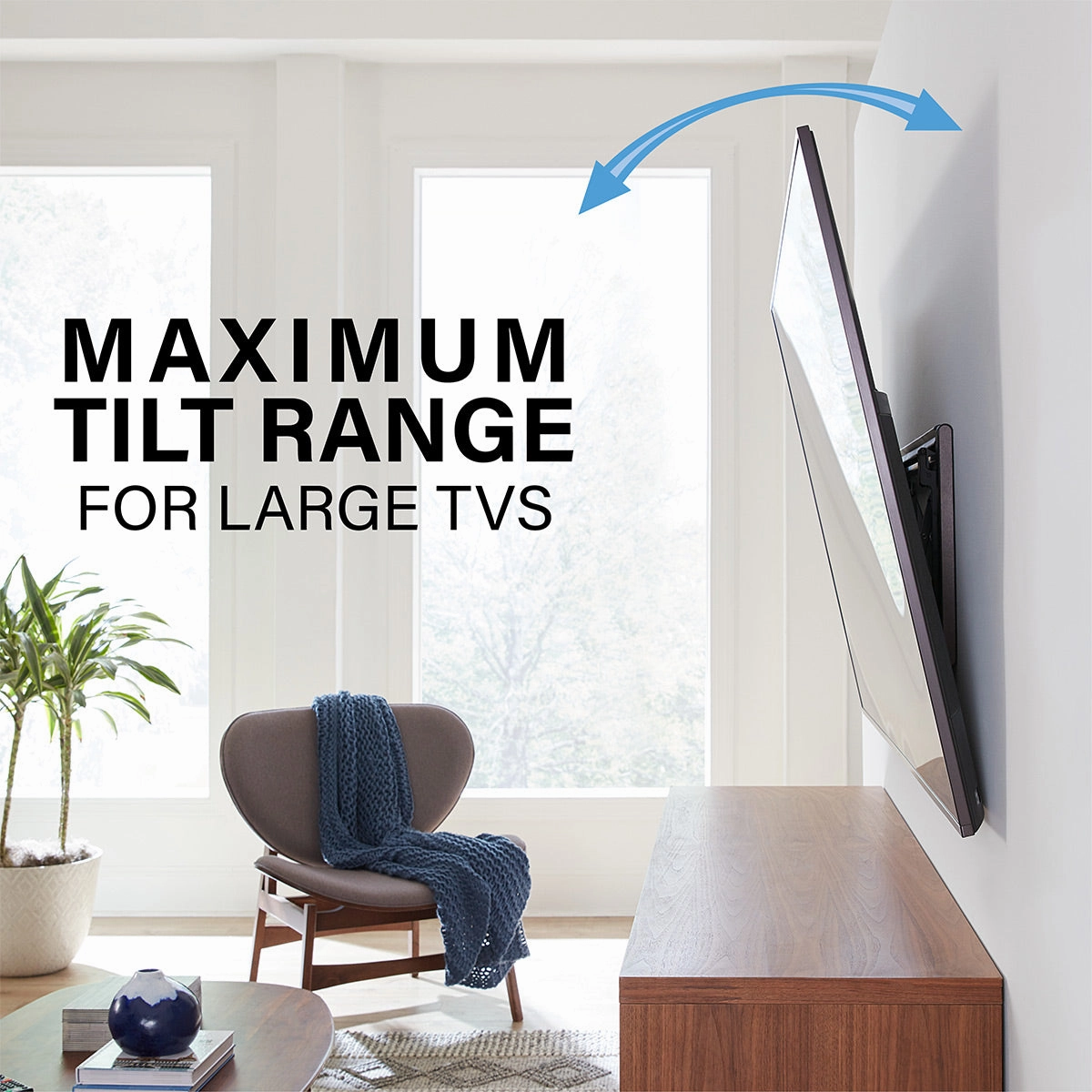 Sanus VLT7-B2 Large Advanced Tilt 4D TV Wall Mount for 42"-90" TVs and 9" TV Media In-Wall Box with Power Supply Kit