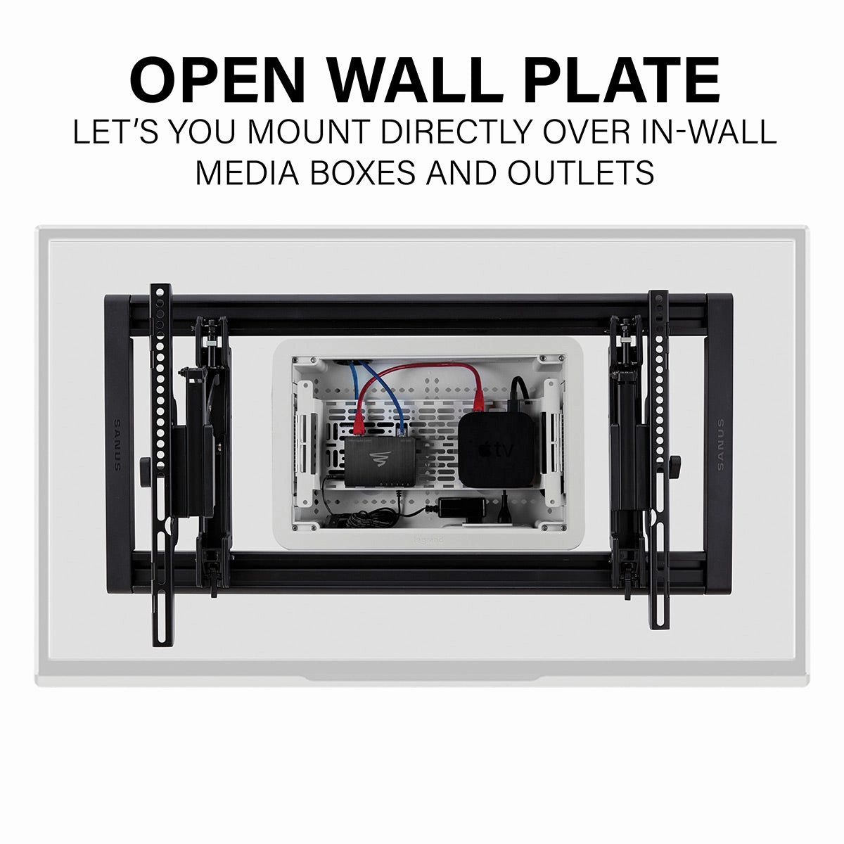 Sanus VLT7-B2 Large Advanced Tilt 4D TV Wall Mount for 42"-90" TVs and 9" TV Media In-Wall Box with Power Supply Kit