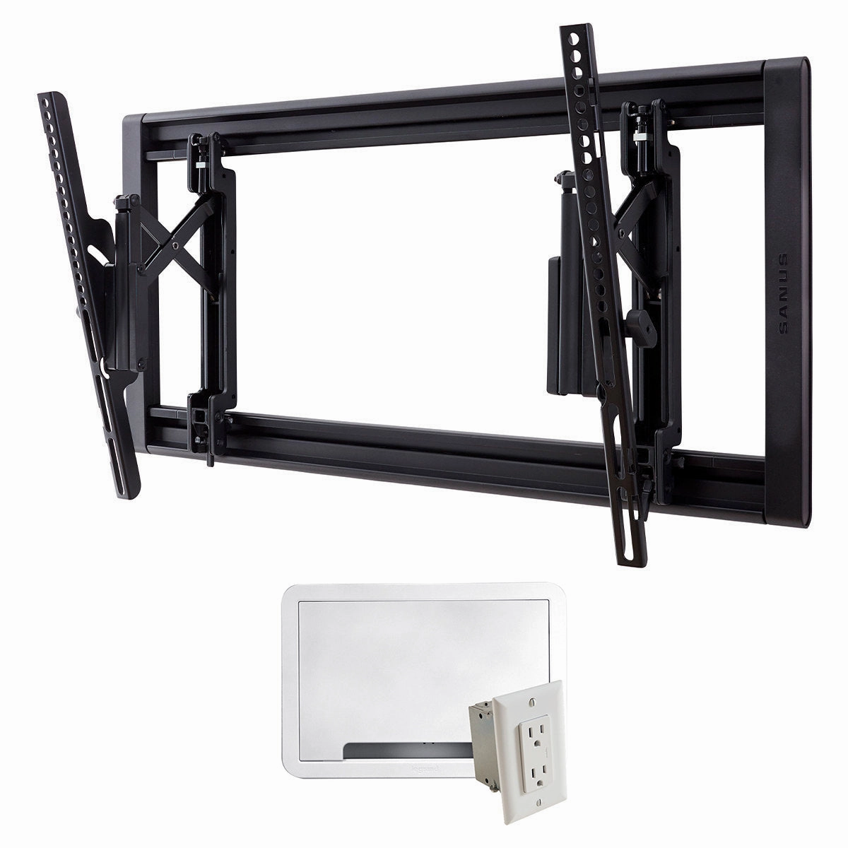 Sanus VLT7-B2 Large Advanced Tilt 4D TV Wall Mount for 42"-90" TVs and 9" TV Media In-Wall Box with Power Supply Kit hi-fi power strip,hi-fi surge protector,hi-fi coaxial input