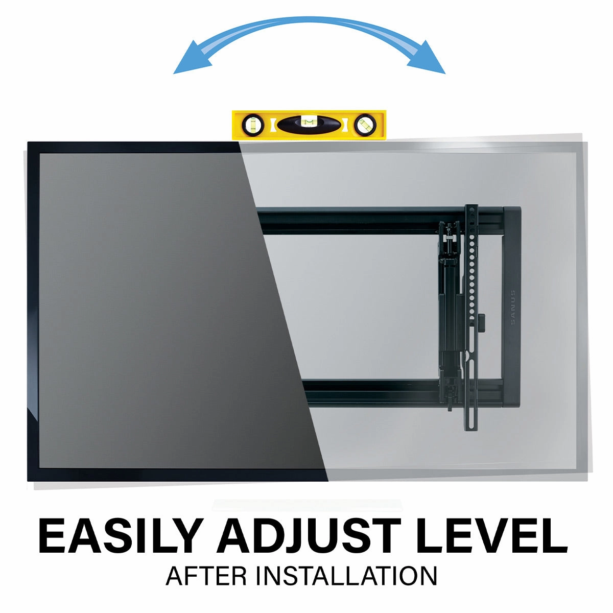 Sanus VLT7-B2 Large Advanced Tilt 4D TV Wall Mount for 42"-90" TVs and 9" TV Media In-Wall Box with Power Supply Kit