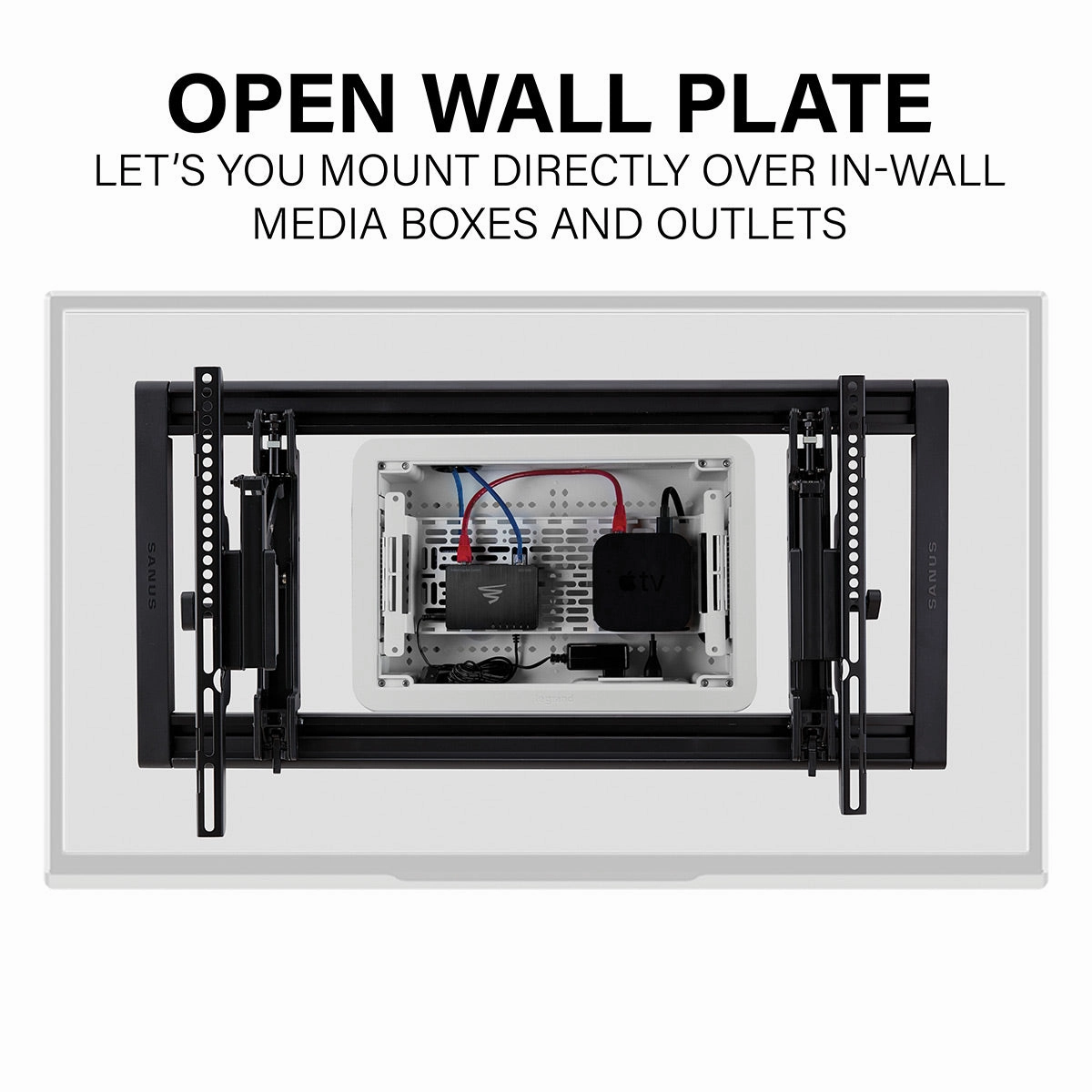 Sanus VLT7-B2 Large Advanced Tilt 4D TV Wall Mount for 42"-90" TVs and 9" TV Media In-Wall Box with Power Supply Kit