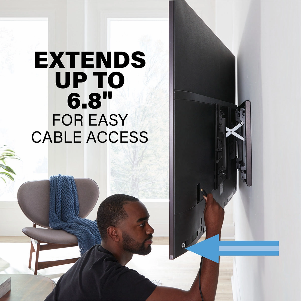 Sanus VLT7-B2 Large Advanced Tilt 4D TV Wall Mount for 42"-90" TVs and 9" TV Media In-Wall Box with Power Supply Kit
