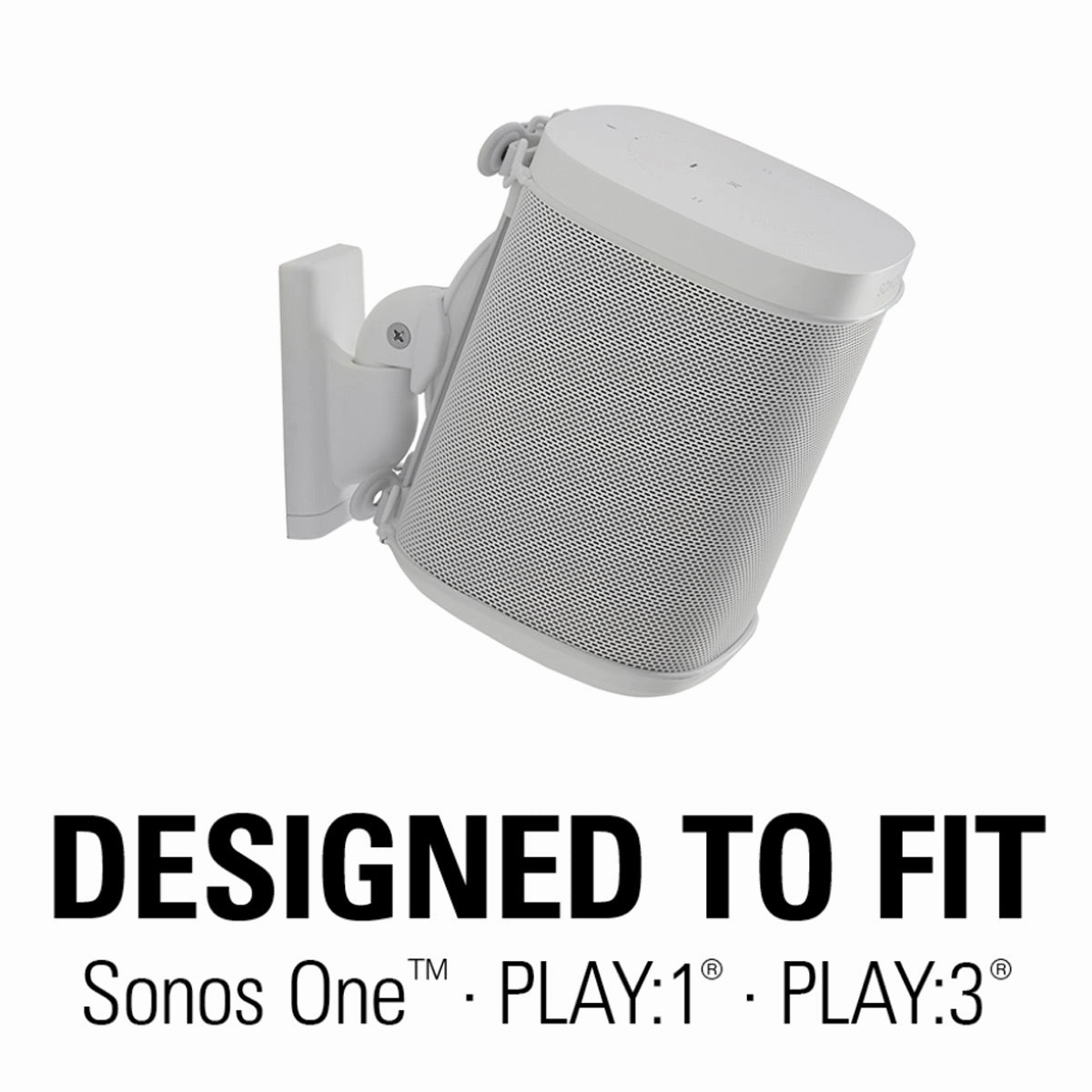 Sanus Wireless Speaker Swivel and Tilt Wall Mounts for Sonos ONE, PLAY:1, and PLAY:3 - Pair (White)