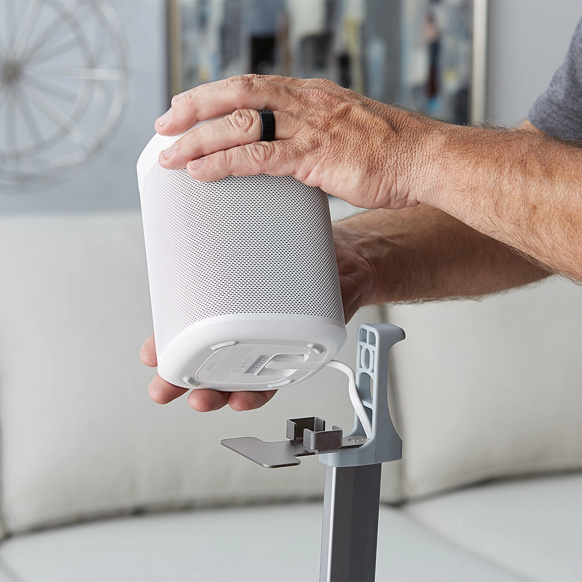 Sanus WSSA2 Height-Adjustable Wireless Speaker Stands for Sonos ONE, PLAY:1, and PLAY:3 - Pair (White)
