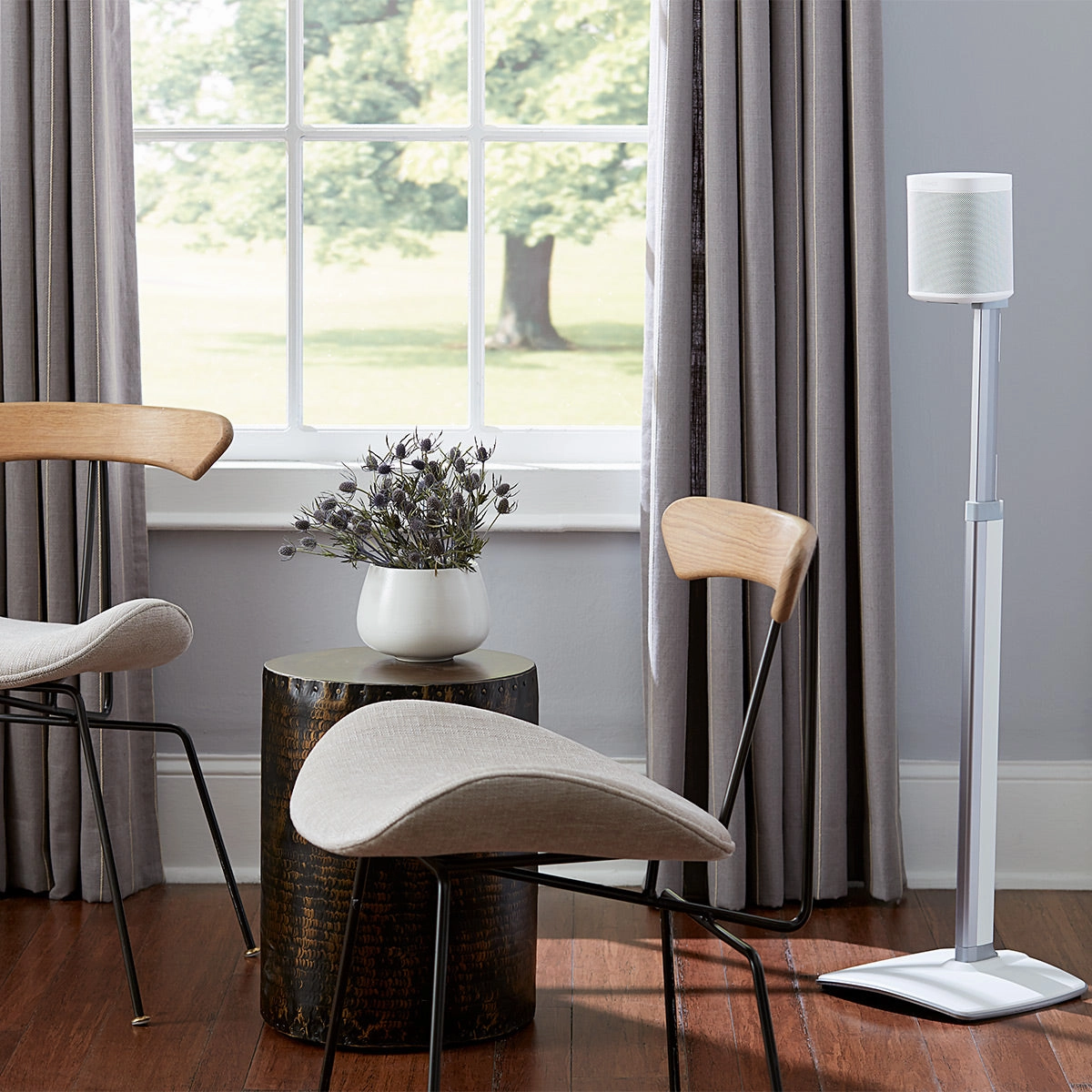 Sanus WSSA2 Height-Adjustable Wireless Speaker Stands for Sonos ONE, PLAY:1, and PLAY:3 - Pair (White)