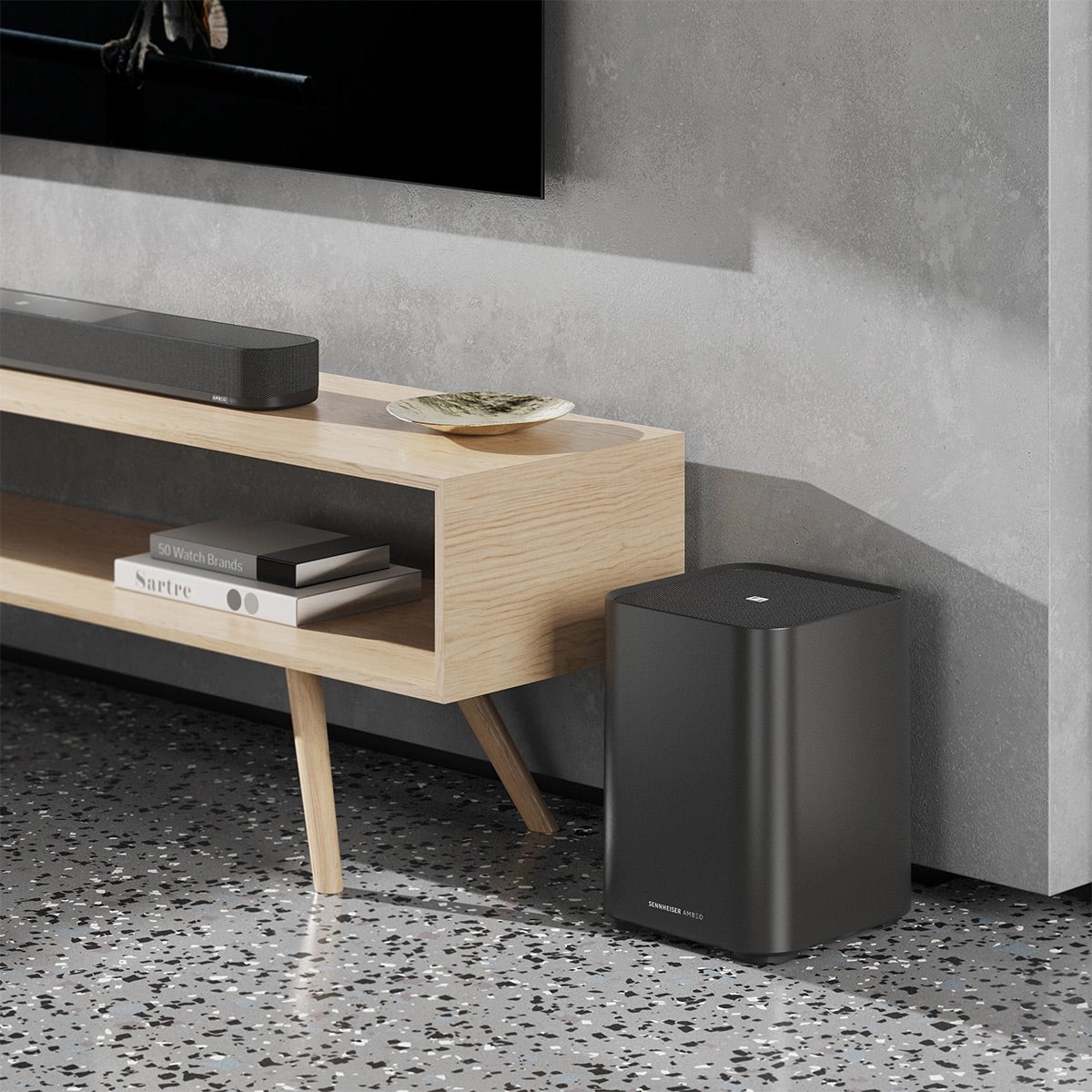 Sennheiser AMBEO Soundbar Mini 7.1.4 Channel Dolby Atmos Soundbar with Ambeo Sub 8in 350W Wireless Subwoofer with Bluetooth