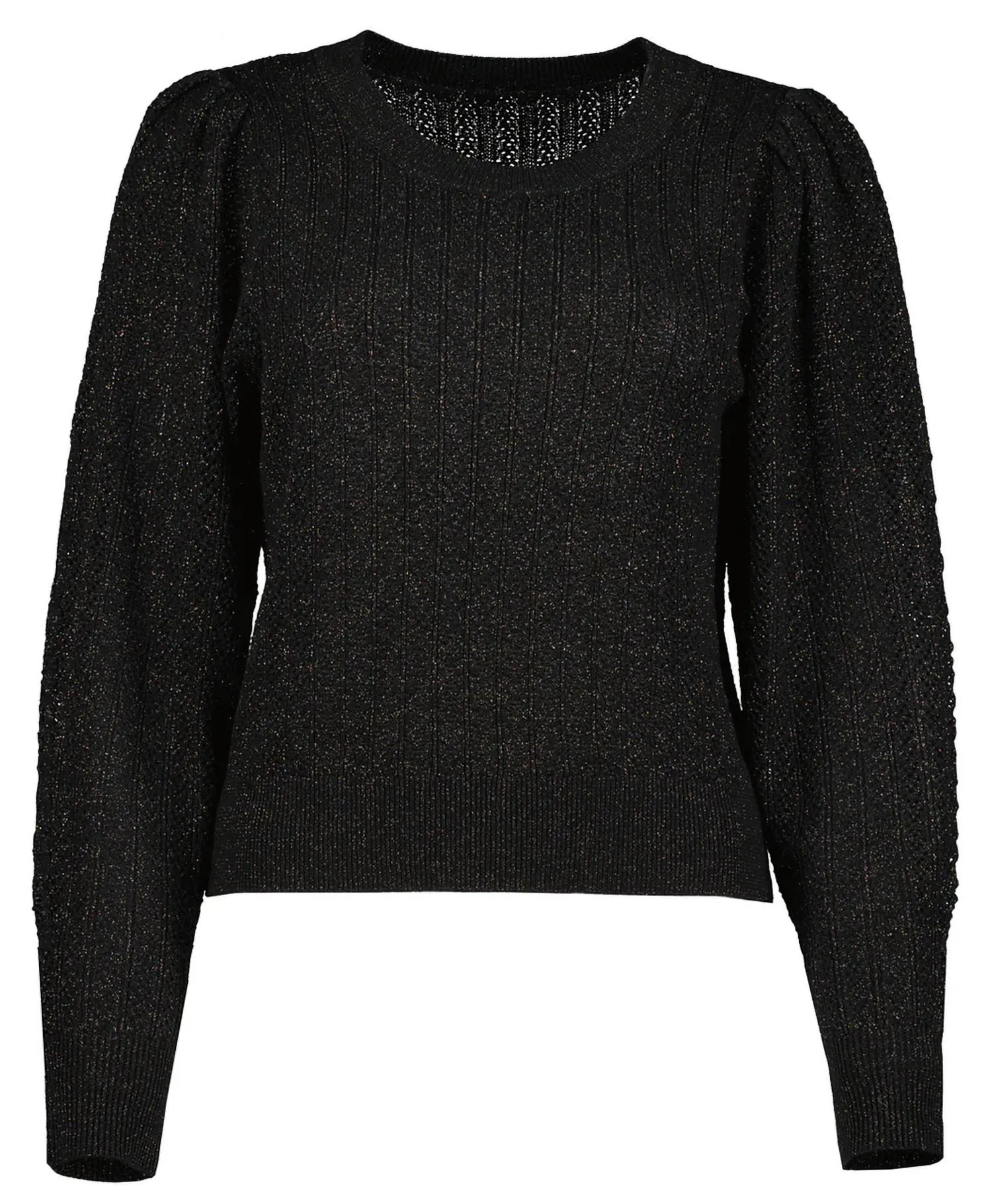 Sienna Puff Sleeve Metallic Sweater In Black