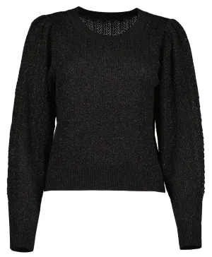 Sienna Puff Sleeve Metallic Sweater In Black