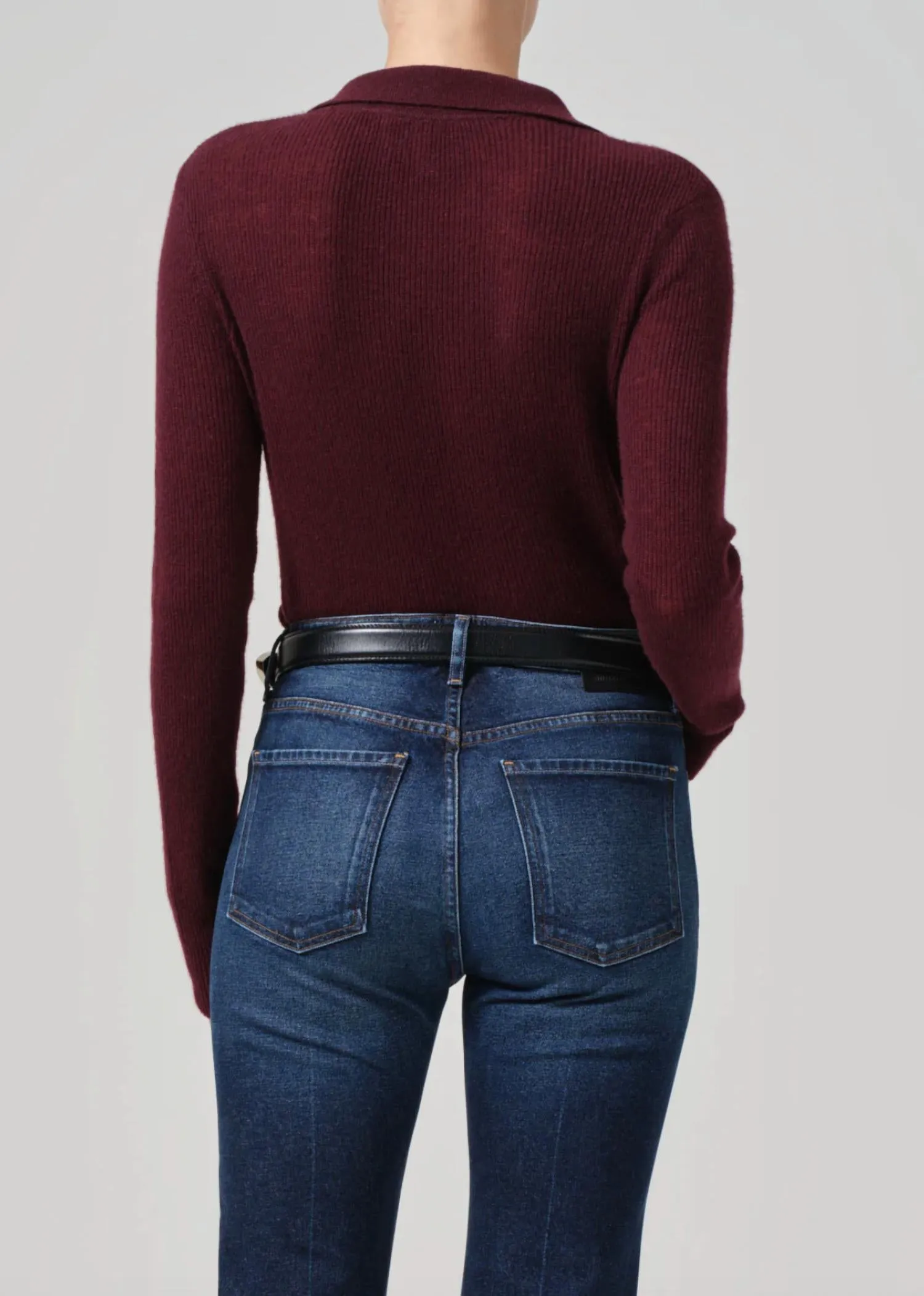 Simone Polo Sweater In Burgundy
