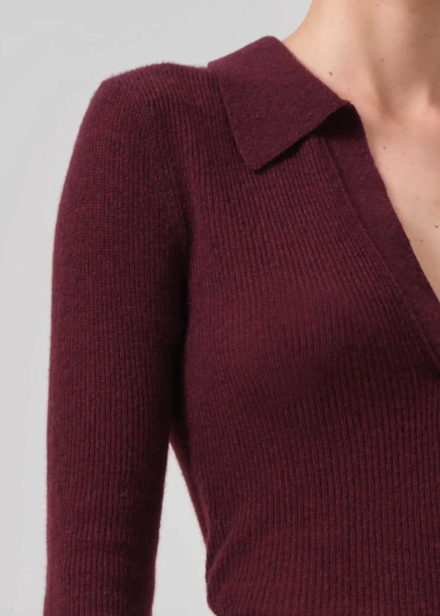 Simone Polo Sweater In Burgundy