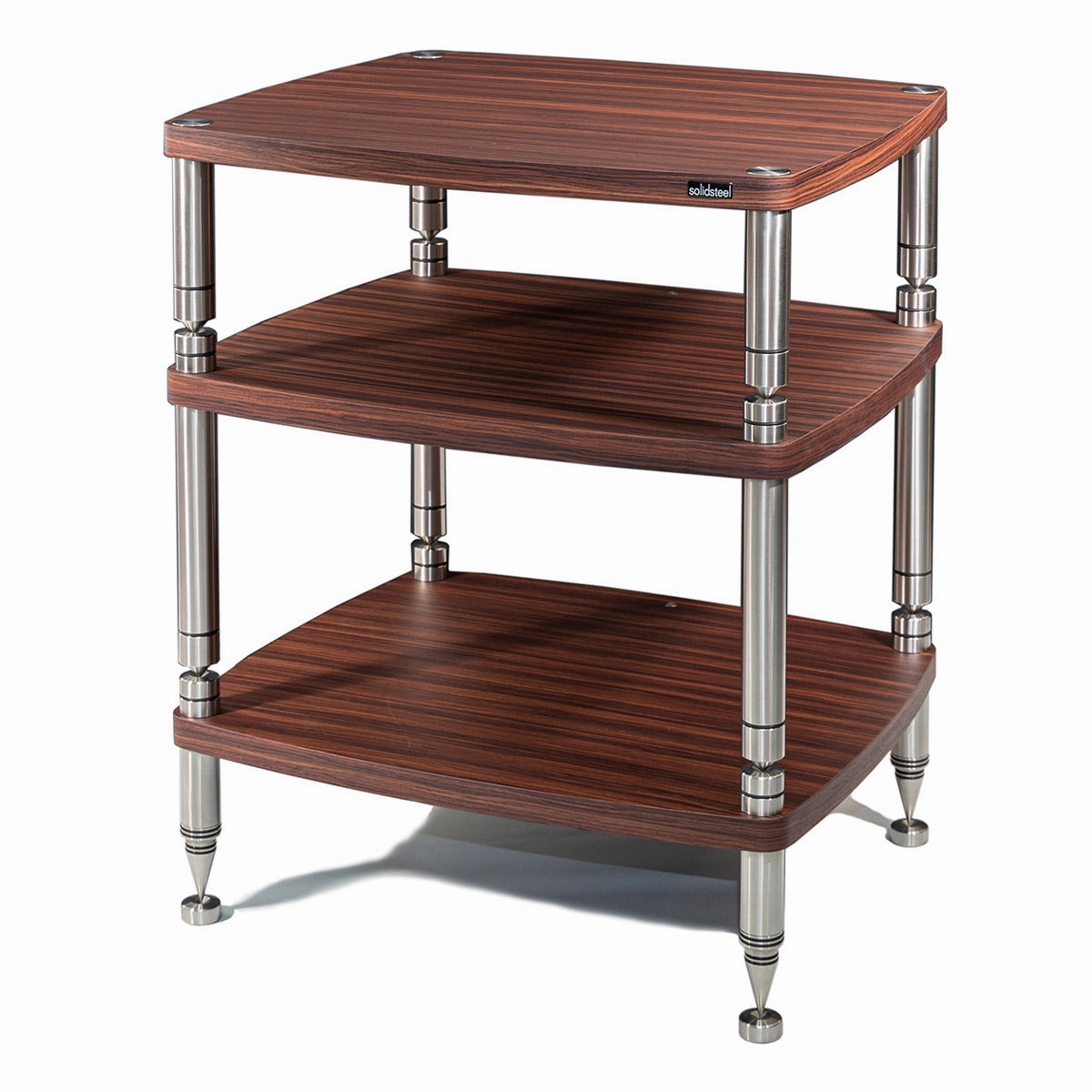 Solidsteel HF-3 Hyperspike Elite 3-Shelf AV Rack (Rosewood) hi-fi vibration control,hi-fi grounded cable,hi-fi stereo input selector