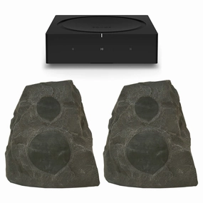 Sonos AMP Wireless Hi-Fi Player (Black) with Klipsch AWR-650-SM All Weather 2-Way Speaker - Pair (Granite) Music streaming,Audio Streaming,Online Music Services