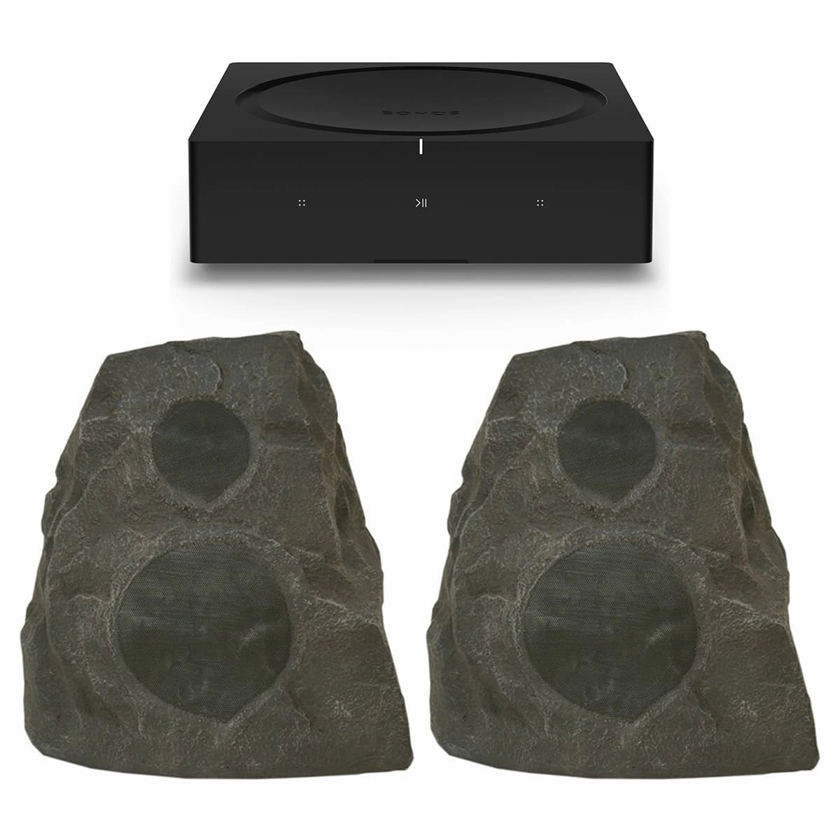Sonos AMP Wireless Hi-Fi Player (Black) with Klipsch AWR-650-SM All Weather 2-Way Speaker - Pair (Granite) Music streaming,Audio Streaming,Online Music Services