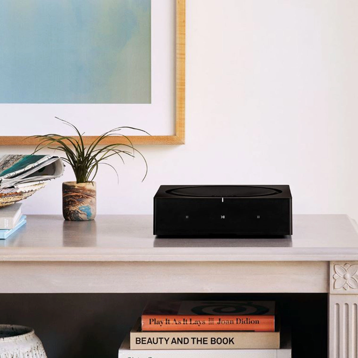 Sonos AMP Wireless Hi-Fi Player (Black) with Klipsch AWR-650-SM All Weather 2-Way Speaker - Pair (Granite)