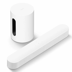 Sonos Entertainment Set with Beam (Gen 2, White) Soundbar and Sub Mini Wireless Subwoofer (White) Sonos,Smart Speakers,Wireless Audio