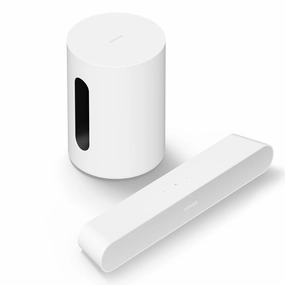 Sonos Entertainment Set with Ray Compact Soundbar (White) and Sub Mini Wireless Subwoofer (White) Sonos,Smart Speakers,Wireless Audio