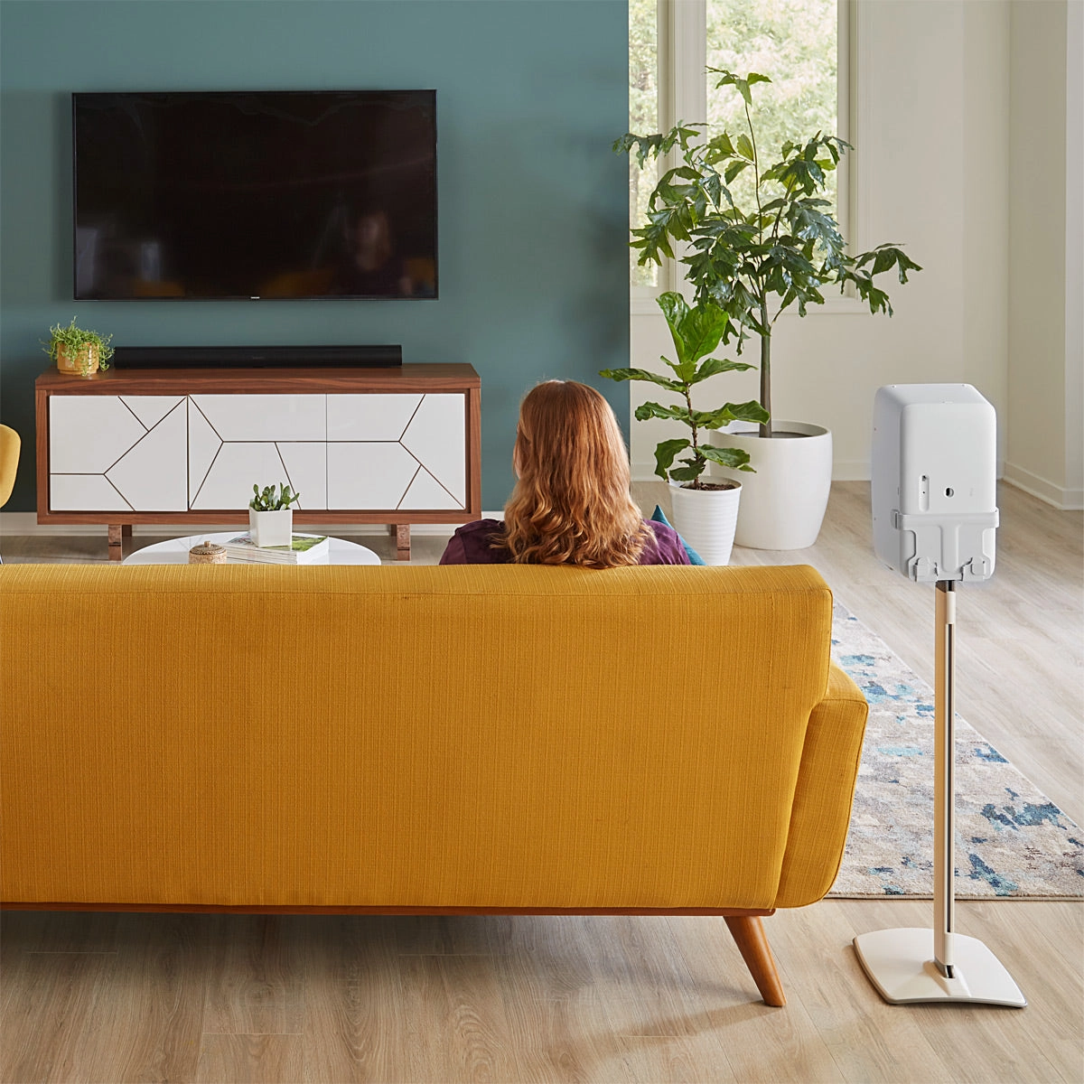Sonos Five Wireless Speaker for Streaming Music with Sanus Wireless Speaker Stand - Each (White)