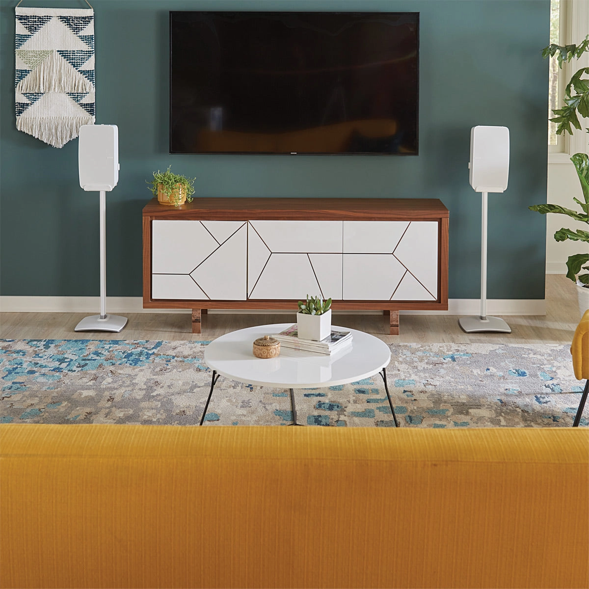 Sonos Five Wireless Speaker for Streaming Music with Sanus Wireless Speaker Stand - Pair (White)
