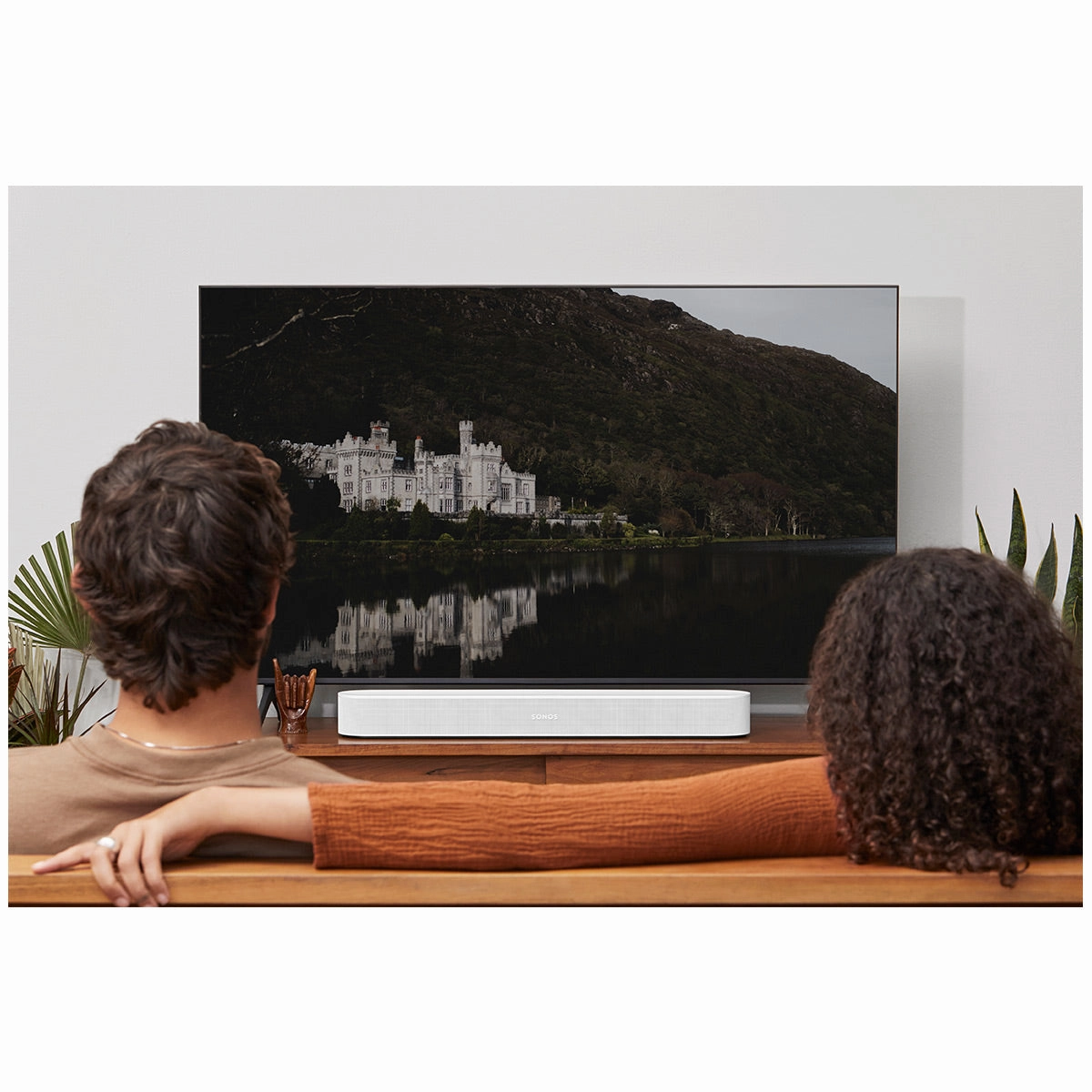 Sonos Immersive Set with Beam (Gen 2) Soundbar, Sub Mini Wireless Subwoofer, and Pair of Era 100 Wireless Smart Speakers (White)