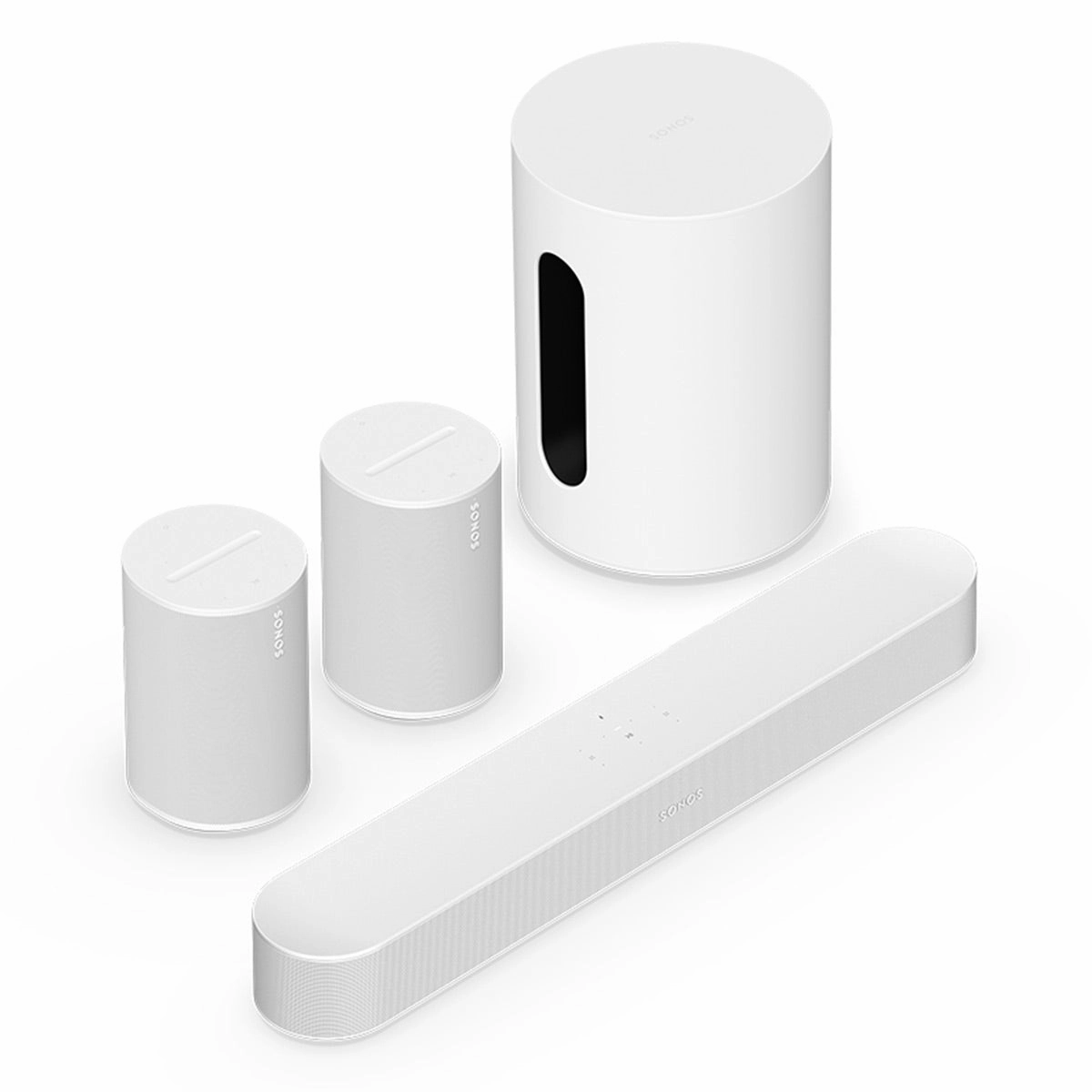 Sonos Immersive Set with Beam (Gen 2) Soundbar, Sub Mini Wireless Subwoofer, and Pair of Era 100 Wireless Smart Speakers (White) Sonos,Smart Speakers,Wireless Audio
