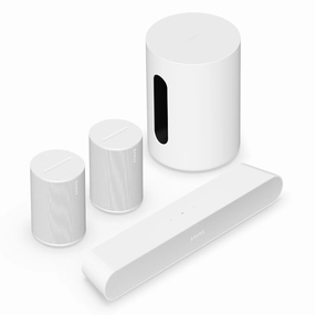 Sonos Immersive Set with Ray Compact Soundbar, Sub Mini Wireless Subwoofer, and Pair of Era 100 Wireless Smart Speakers (White) Sonos,Smart Speakers,Wireless Audio