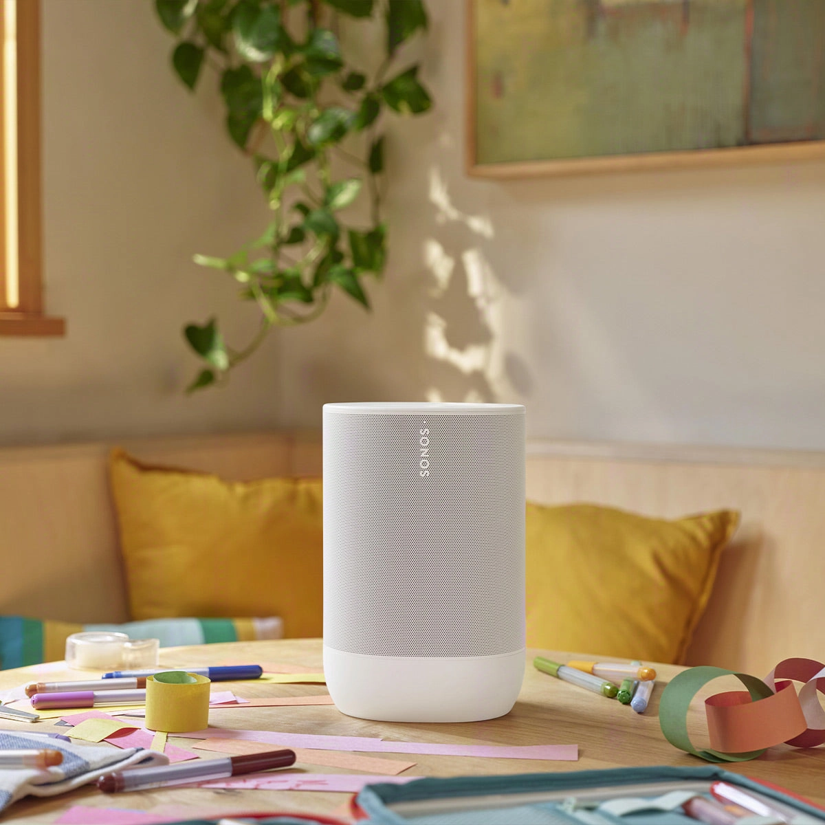 Sonos Move 2 Portable Smart Speaker with 24-Hour Battery Life, Bluetooth, and Wi-Fi (White)