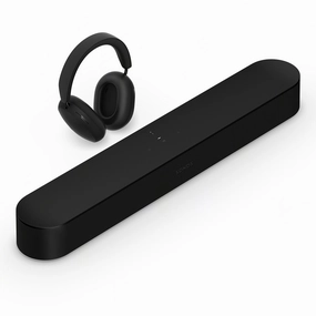 Sonos Personal Entertainment Set with Ace Wireless Noise Canceling Headphones and Beam Smart Sound Bar (Black) On ear,On-ear Headphones,Ear-pad Audio