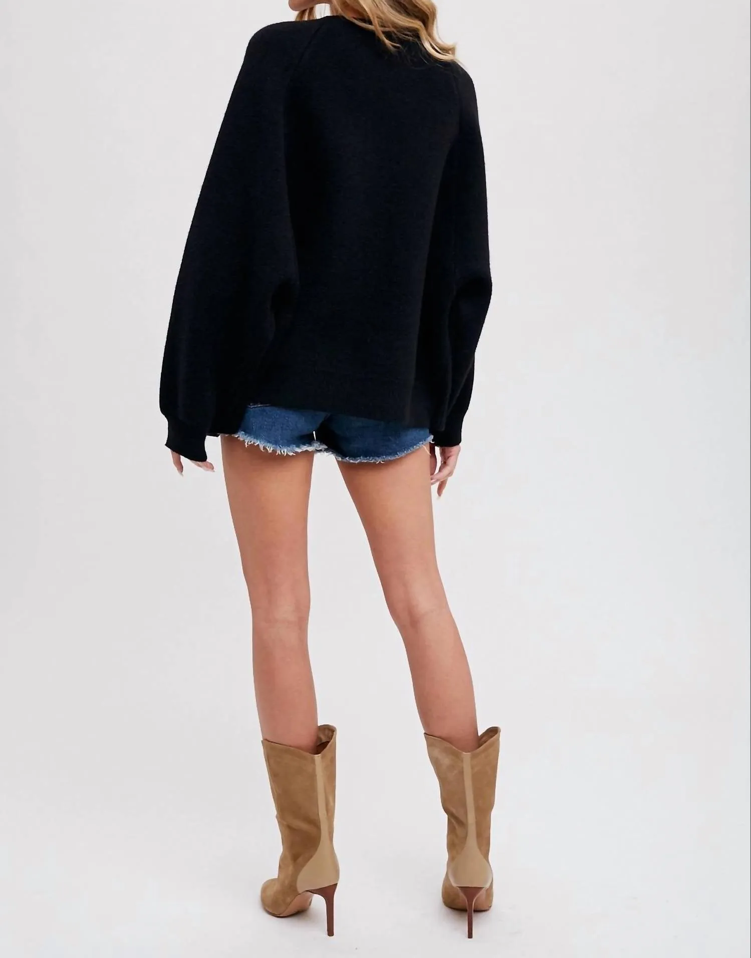 Stacie Open Front Cardigan In Black