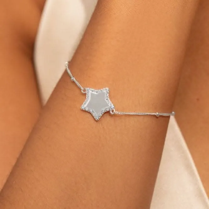 Sterling Silver Congratulations Star Pave 16cm   3cm Bracelet JJS0008 Joma Jewellery