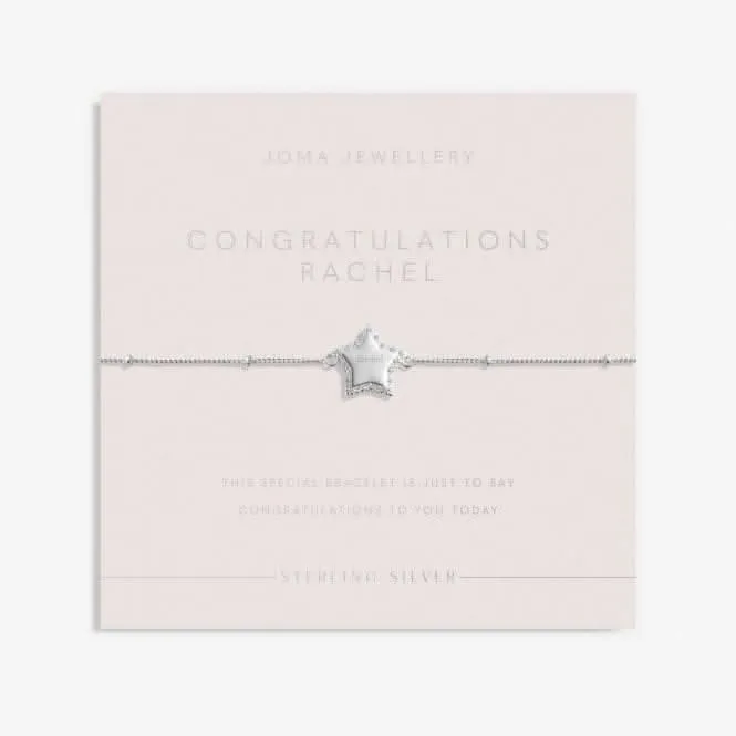 Sterling Silver Congratulations Star Pave 16cm   3cm Bracelet JJS0008 Joma Jewellery