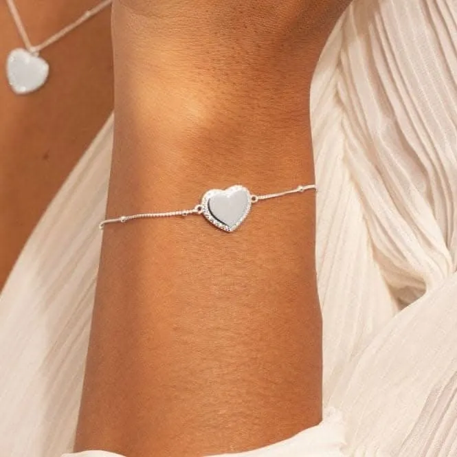 Sterling Silver I Love You Heart Pave 16cm   3cm Bracelet JJS0002 Joma Jewellery