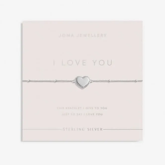 Sterling Silver I Love You Heart Pave 16cm   3cm Bracelet JJS0002 Joma Jewellery