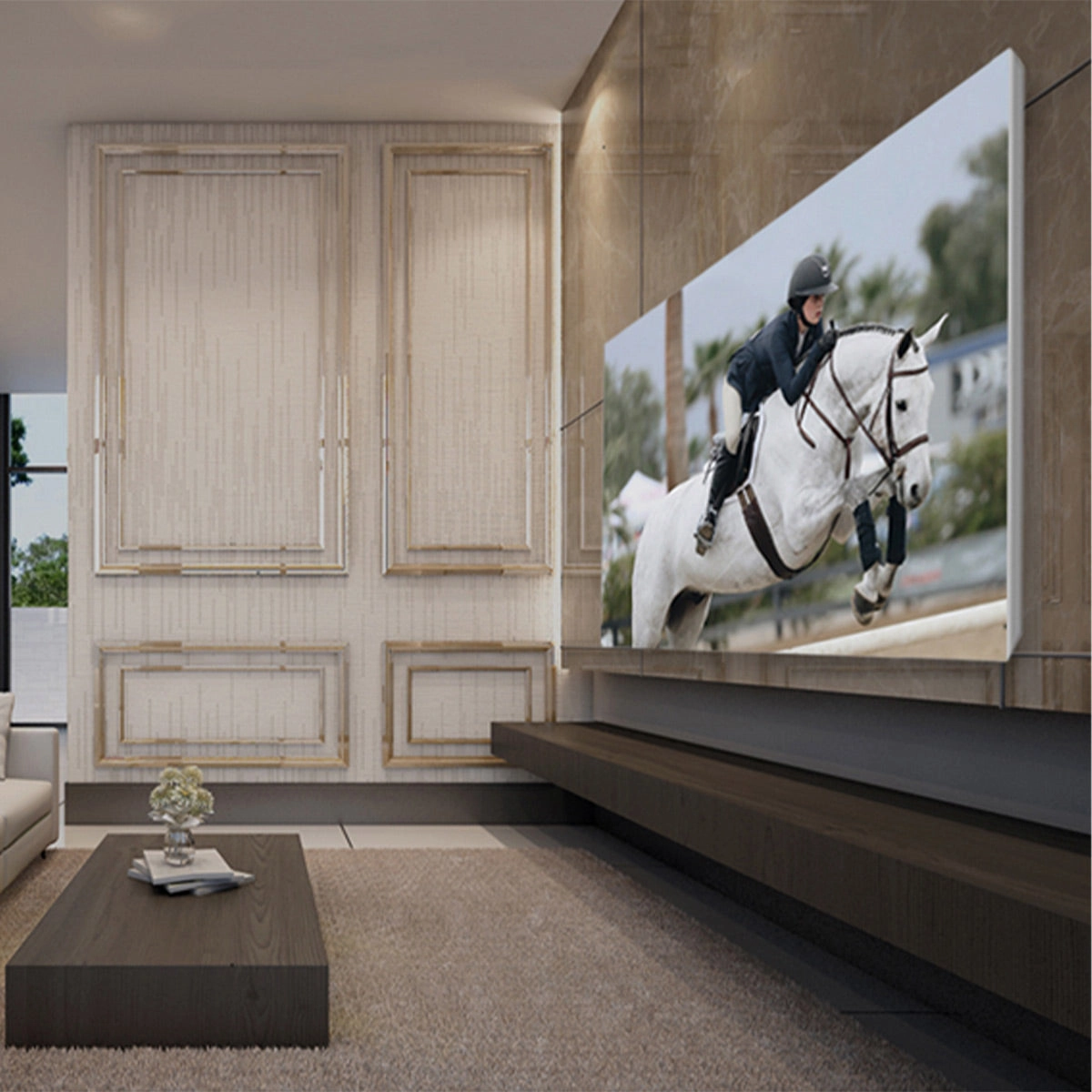 Stewart Baln Edge Fixed Frame 120&rdquo; Ultra Short Throw Projector Screen with Ambient Light Rejection (BlackHawk UST)