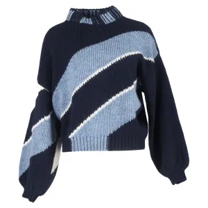 Stine Goya Adonis Striped Sweater in Navy Blue Wool