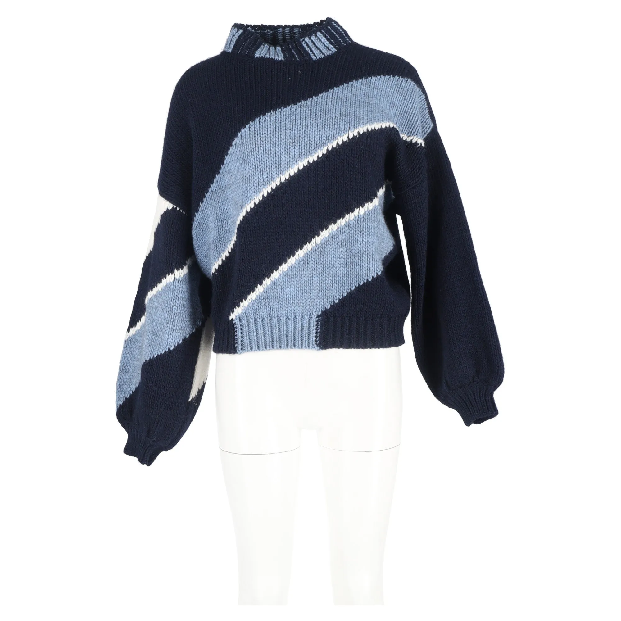 Stine Goya Adonis Striped Sweater in Navy Blue Wool