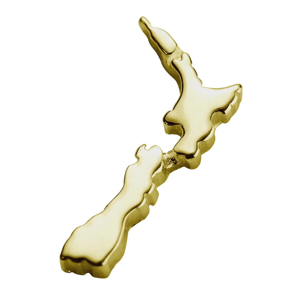 Stow Lockets Jewellery STOW NZ Map (Aotearoa) Charm - 9ct Yellow Gold