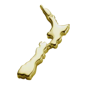 Stow Lockets Jewellery STOW NZ Map (Aotearoa) Charm - 9ct Yellow Gold