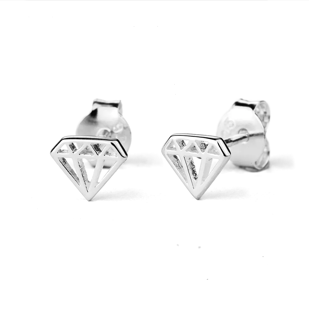 Stow Lockets Jewellery STOW Silver Stud Earrings - Diamond (Exquisite)