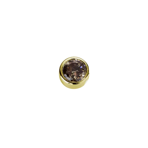 Stow Lockets Jewellery STOW Virtue Charm - Strength - Brown CZ & 9ct Yellow Gold