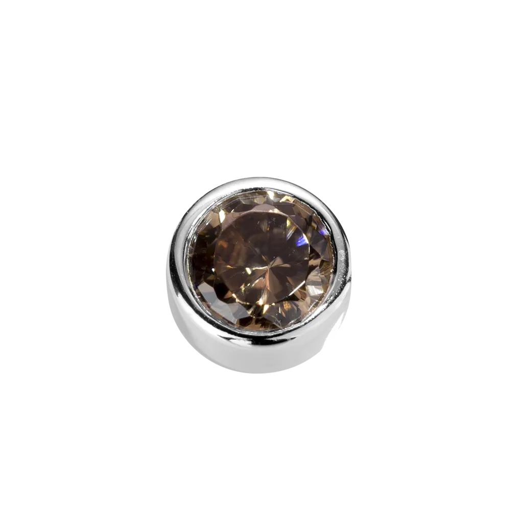 Stow Lockets Jewellery STOW Virtue Charm - Strength - Brown CZ & Sterling Silver