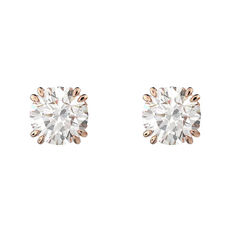 Swarovski Jewellery Swarovski Constella Rose Gold Tone Plated White Crystal Solitaire Stud Earrings